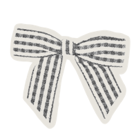 a black and white striped bow on a black background