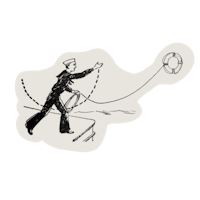 a drawing of a sailor throwing a ball