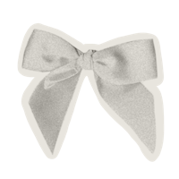 a silver bow on a black background