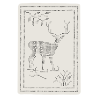 a cross stitch pattern of a deer on a black background