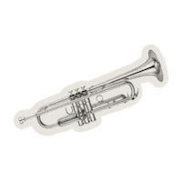 a black and white drawing of a trumpet