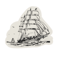 a black and white drawing of a sailing ship