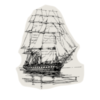 a black and white drawing of a sailing ship