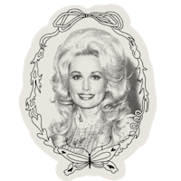 a black and white photo of dolly parton in a frame