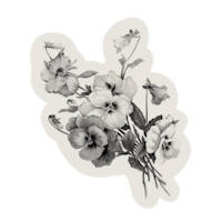 a black and white drawing of a bouquet of flowers